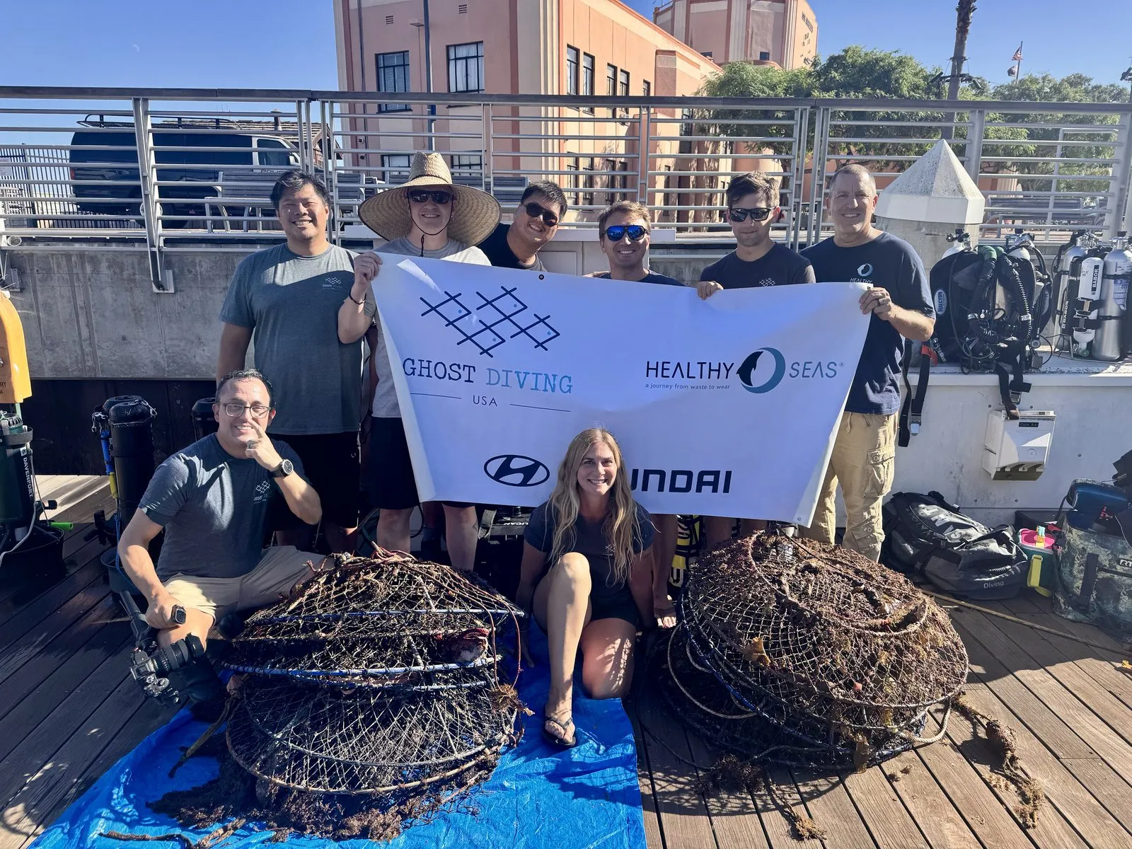 The team with the day's haul.